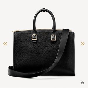 Brand new never used Aspinal of London Madison black pebble leather tote w/strap